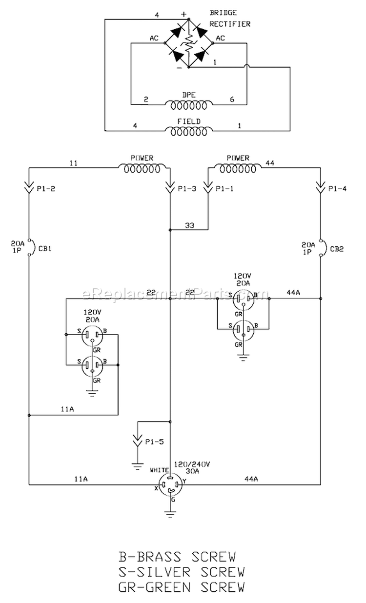 Page D Diagram and Parts List for 1970-0  Briggs and Stratton Generator